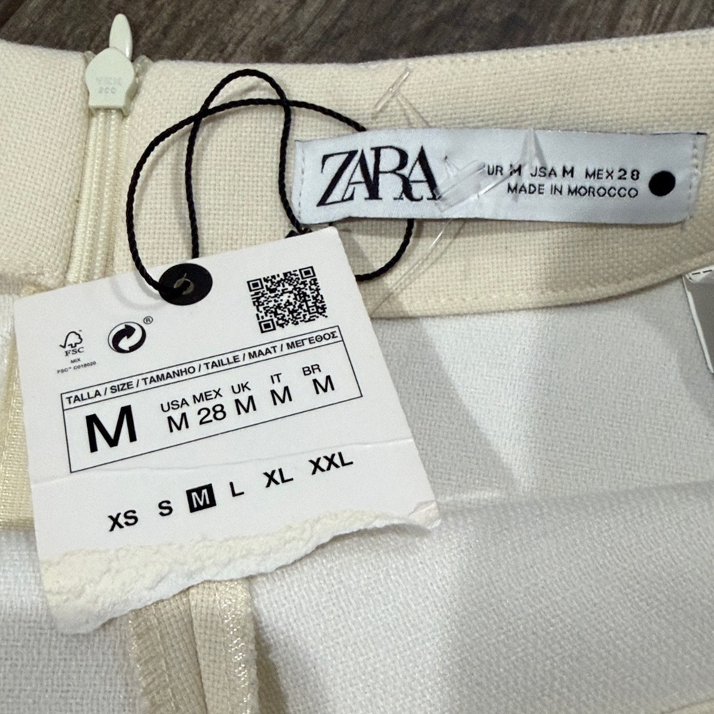 NWT Zara Ivory Textured Top and Ruched Skirt Set - Picture 5 of 7